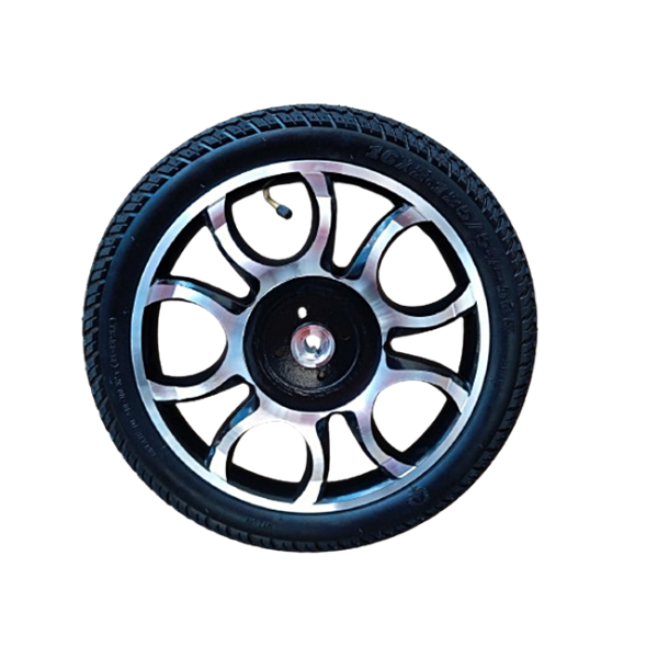 Ανταλλακτικός Οπίσθιος Τροχός Αλουμινίου Ηλεκτρικού Αμαξιδίου Promoting Medical με Ελαστικό Πεπιεσμένου Αέρα. 16'' x 2,125''. Μαύρο. 