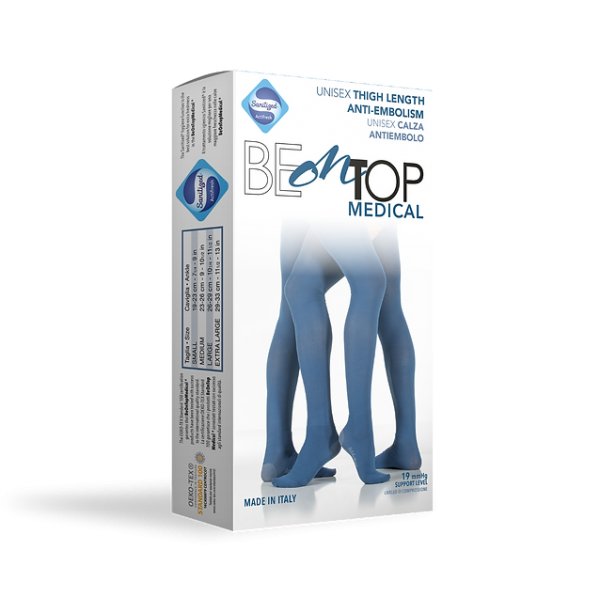 Αντιθρομβωτικές Κάλτσες Ριζομηρίου BeOnTop Medical Antiembolism. Κλάση Ι - 19mmHg. Unisex. Λευκό.  