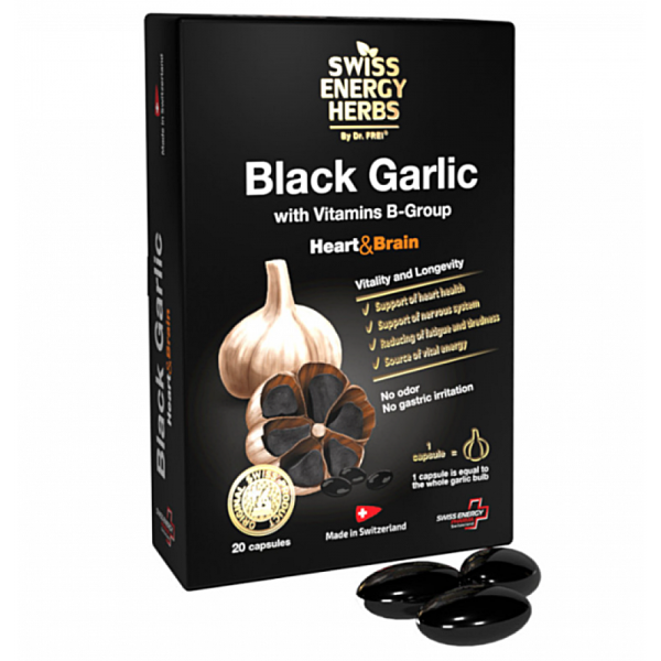 Swiss Energy Εκχύλισμα Μαύρου Σκόρδου & Βιταμίνες Συμπλέγματος Β. 20 Κάψουλες. Swiss Energy Εκχύλισμα Μαύρου Σκόρδου & Βιταμίνες Συμπλέγματος Β. 20 Κάψουλες.