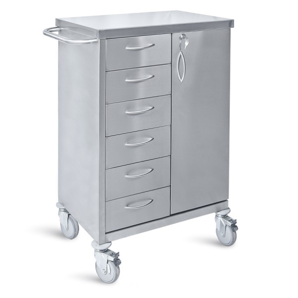 Τροχήλατο Τραπέζι Νοσηλείας D-21 Κλειστού Τύπου με Ντουλάπι & 6 Συρτάρια. Ανοξείδωτο. 50x75x100 cm. Τροχήλατο Τραπέζι Νοσηλείας D-21 Κλειστού Τύπου με Ντουλάπι & 6 Συρτάρια. Ανοξείδωτο. 50x75x100 cm.
