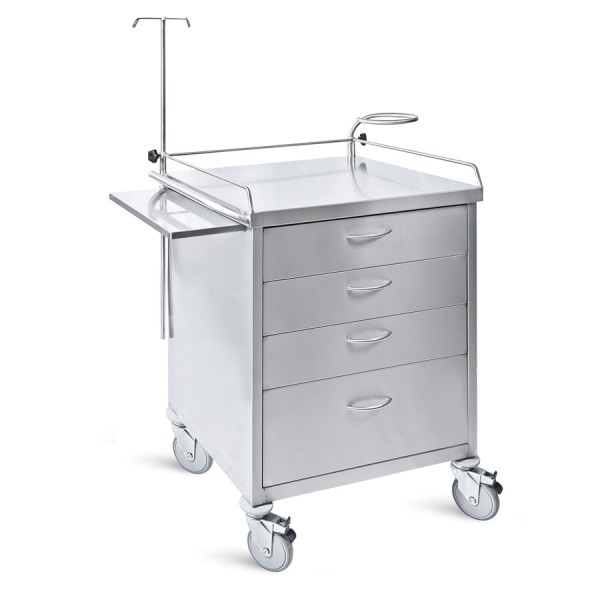 Τροχήλατο Τραπέζι Νοσηλείας D-23 Τεσσάρων Συρταριών & Στατώ Ορού. Ανοξείδωτο. 70x50x85 cm. Τροχήλατο Τραπέζι Νοσηλείας D-23 Τεσσάρων Συρταριών & Στατώ Ορού. Ανοξείδωτο. 70x50x85 cm.