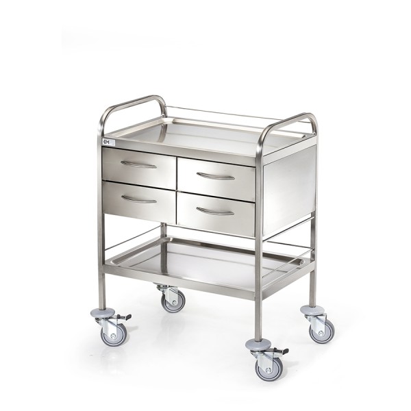 Τροχήλατο Τραπέζι Νοσηλείας D-24 με 4 Συρτάρια & 2 Ράφια. Ανοξείδωτο. 50x70x90 cm. Τροχήλατο Τραπέζι Νοσηλείας D-24 με 4 Συρτάρια & 2 Ράφια. Ανοξείδωτο. 50x70x90 cm.