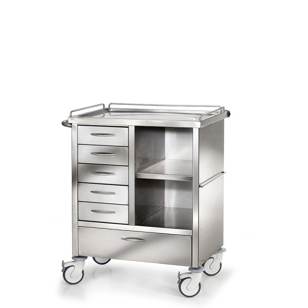 Τροχήλατο Τραπέζι Νοσηλείας D-27 με 5 Μικρά-1 Μεγάλο Συρτάρι & 2+1 Ράφια. Ανοξείδωτο. 50x75x100 cm. Τροχήλατο Τραπέζι Νοσηλείας D-27 με 5 Μικρά-1 Μεγάλο Συρτάρι & 2+1 Ράφια. Ανοξείδωτο. 50x75x100 cm.