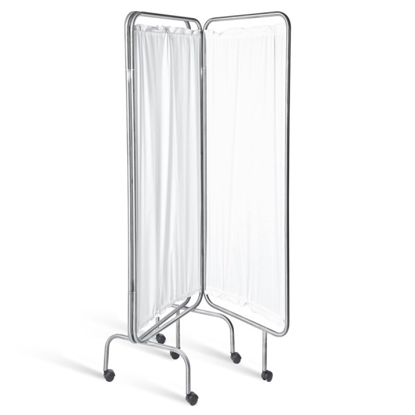 Νοσοκομειακό Τροχήλατο Δίφυλλο Παραβάν D-82. Ανοξείδωτο. Λευκό Ύφασμα. 1,20×1,70 cm.   Νοσοκομειακό Τροχήλατο Δίφυλλο Παραβάν D-82. Ανοξείδωτο. Λευκό Ύφασμα. 1,20×1,70 cm.