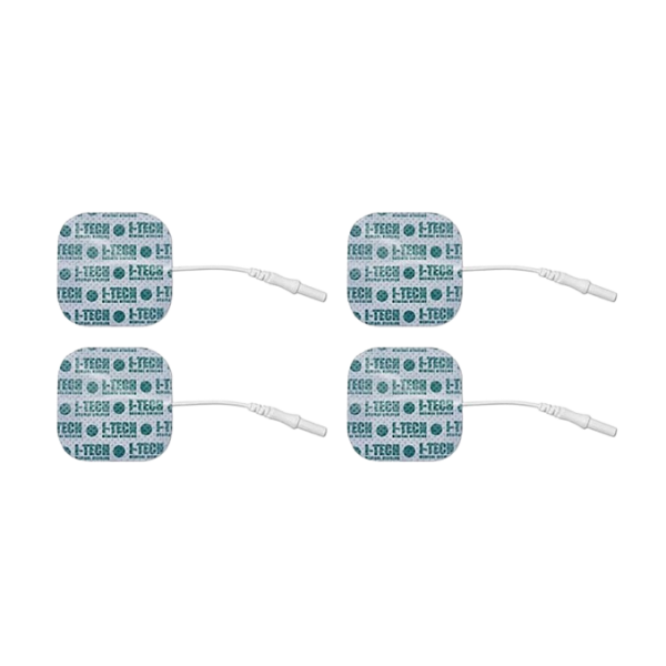 Ανταλλακτικά Αυτοκόλλητα Ηλεκτρόδια Ηλεκτροθεραπείας I-TECH με Gel. 48x48mm. Βύσμα Εισόδου Ø 2mm. 4 Τμχ. 