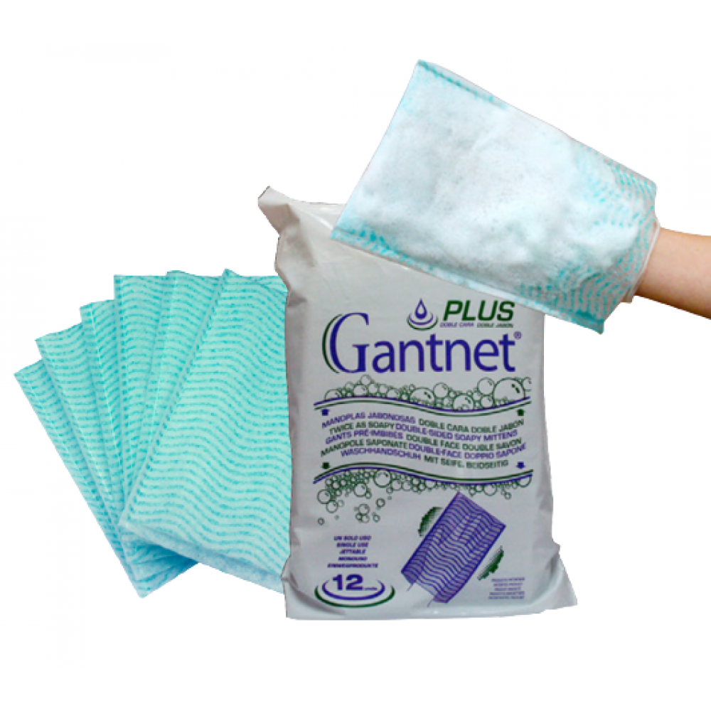Στεγνό Γάντι Σώματος Διπλής Όψης Καθαρισμού με Σαπούνι GANTNET PLUS. Μίας Χρήσης. 12 Τεμάχια. 