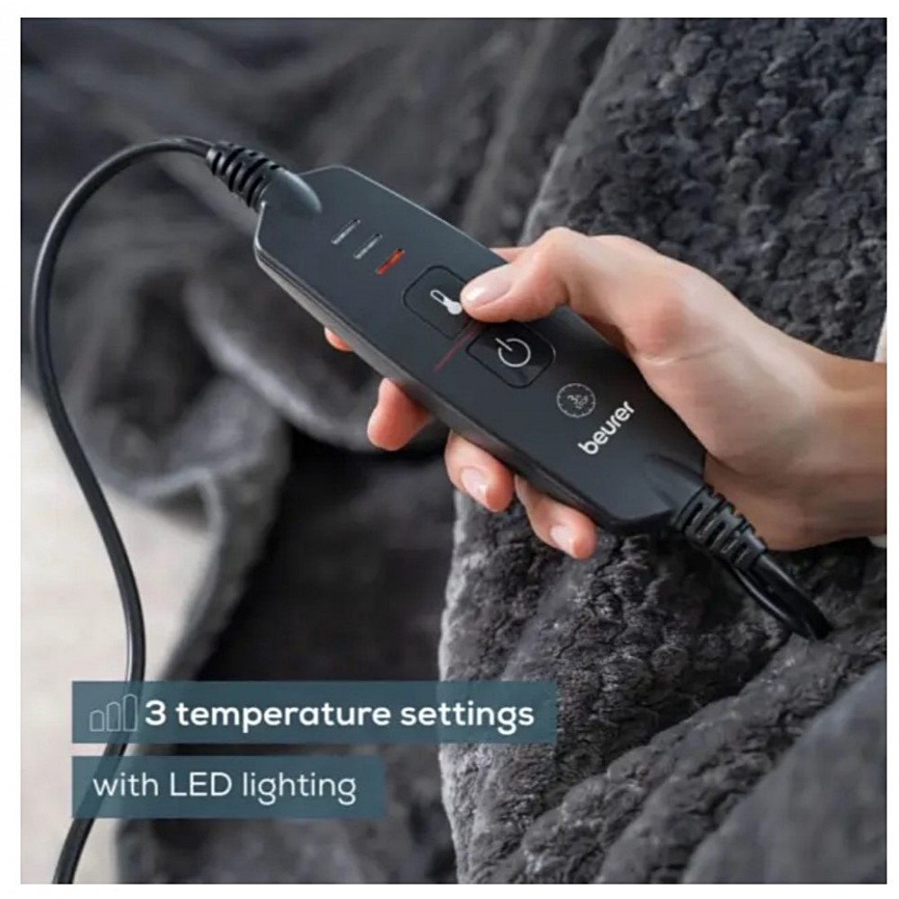 Μαλακή Θερμαινόμενη Κουβέρτα Beurer HD 65. Μονή 180x130cm. Σκούρο Γκρι. 