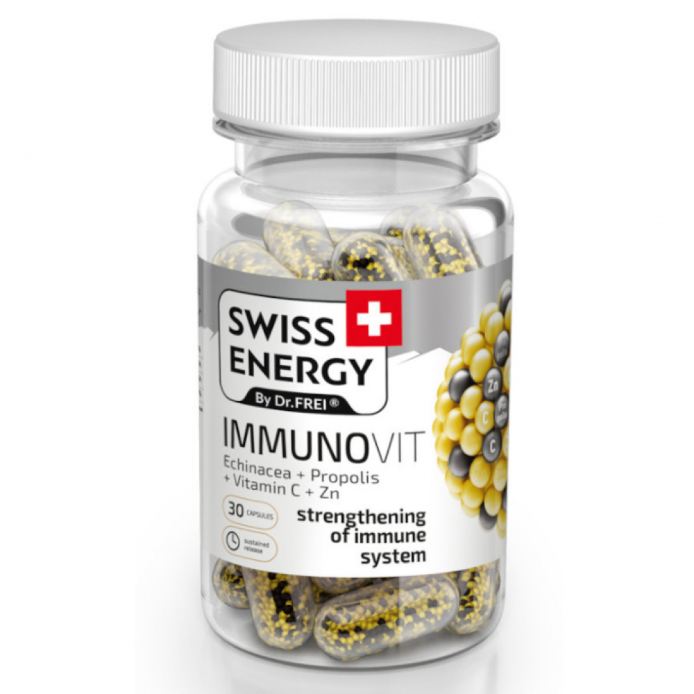 Swiss Energy IMMUNOVIT για Ισχυρό Ανοσοποιητικό με Εχινάκεια & Πρόπολη. 30 Κάψουλες Βραδείας Αποδέσμευσης.  
