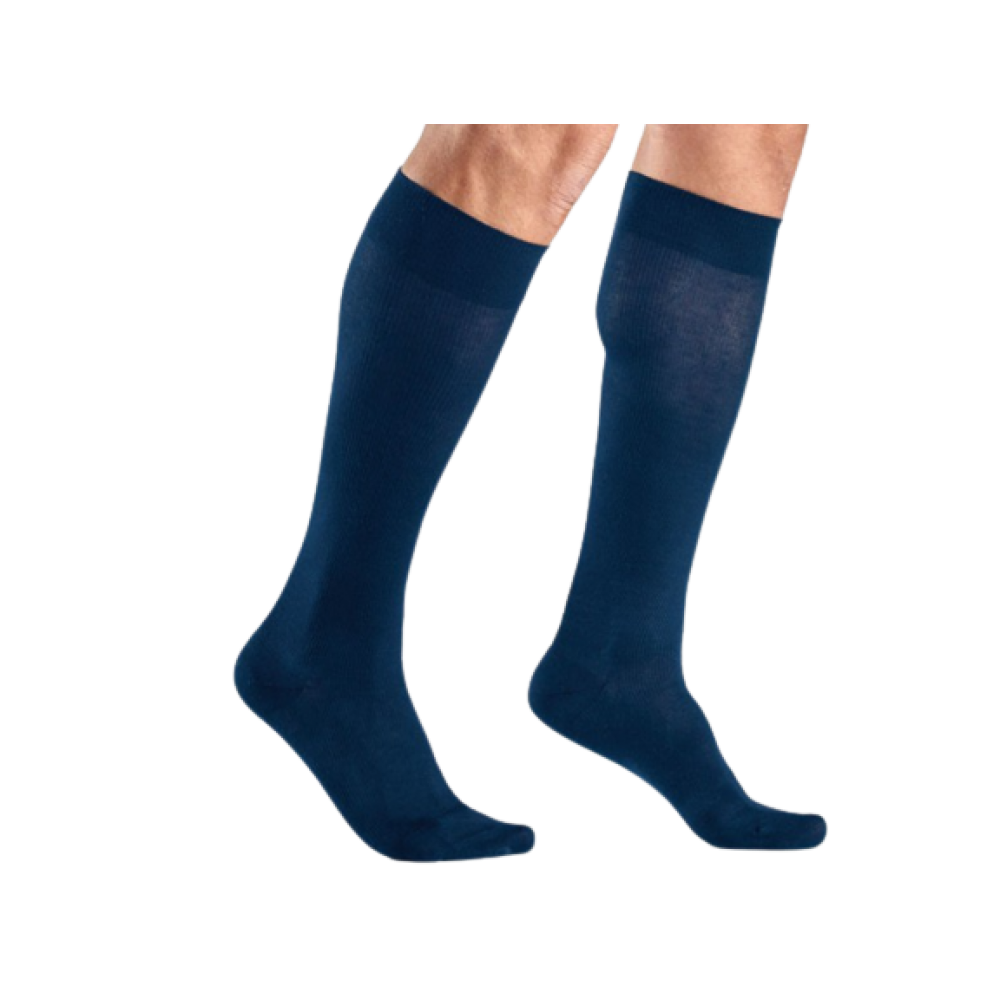 Βαμβακερή Κάλτσα Πρόληψης, Κάτω Γόνατος SANYLEG B12 Unisex. Μέτριας Συμπίεσης 14-16 mmHg. Μπλε.