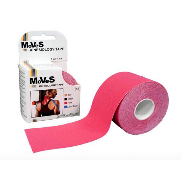 Επίδεσμος Κινησιοθεραπείας MoVeS Kinesiology Tape Ρολό 5cm x 5m. Ροζ.
