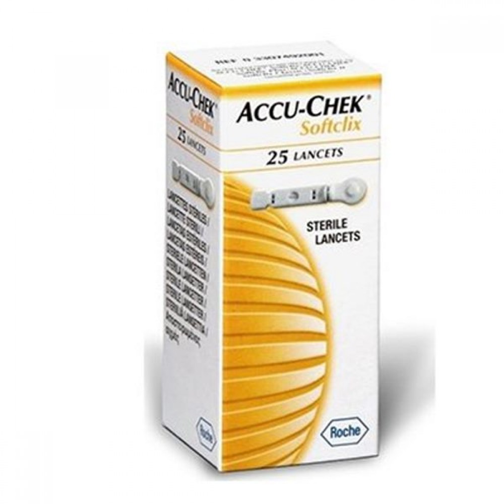 Αποστειρωμένες Βελόνες Τρυπήματος Accu-Chek Softclix Μετρητή Γλυκόζης Αίματος Accu-Chek Instant της Roche. 25 Τεμάχια. 