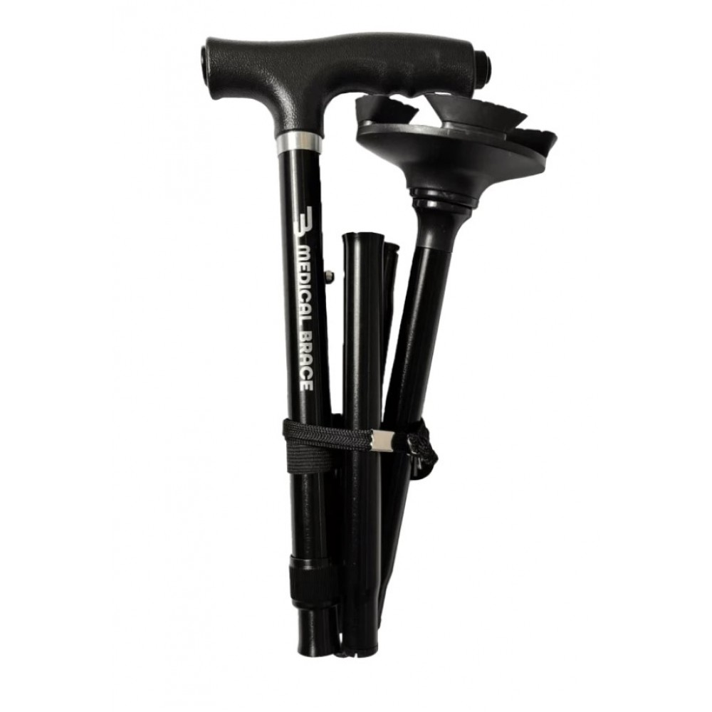 Auto Stand Σπαστό Τηλεσκοπικό Μπαστούνι Στήριξης 100Kg. Με Φακό. Ρυθμιζόμενο Ύψος 85-97 cm. Μαύρο. MB.HC039. 