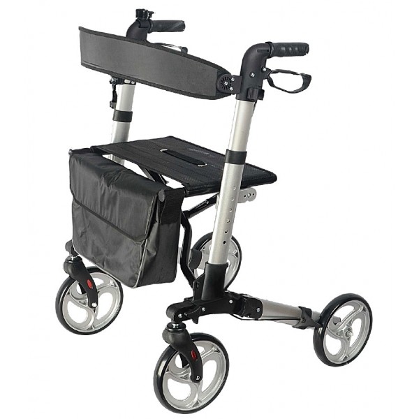 Πτυσσόμενος Περιπατητήρας Ενηλίκων Rollator MB.W0002. Αλουμινίου. Ασημί.  Πτυσσόμενος Περιπατητήρας Ενηλίκων Rollator MB.W0002. Αλουμινίου. Ασημί.