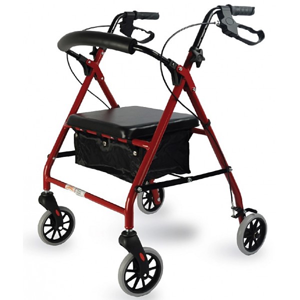 Πτυσσόμενος Περιπατητήρας Ενηλίκων Rollator MB.W0003. Αλουμινίου. Κόκκινο.