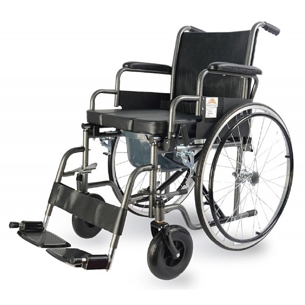 Απλό Αναπηρικό Αμαξίδιο MB.W2007 με Δοχείο Τουαλέτας WC. Τροχοί 22''. Πλάτος Καθίσματος 42cm. Μαύρο. 