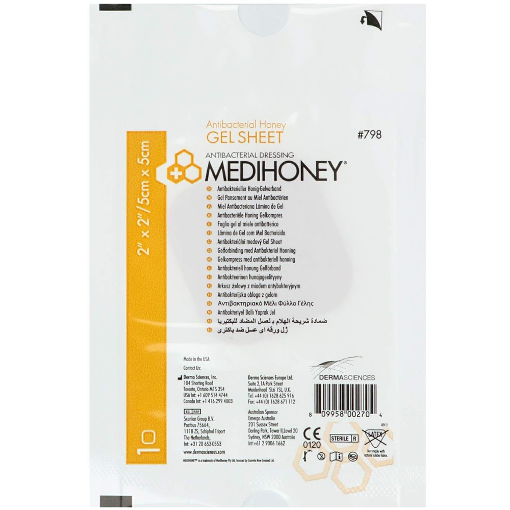 Αντιβακτηριακό Επίθεμα Γέλης Medihoney Gel Sheet Dressing, 5x5cm. 10 Τμχ. MEDIHONEY. 