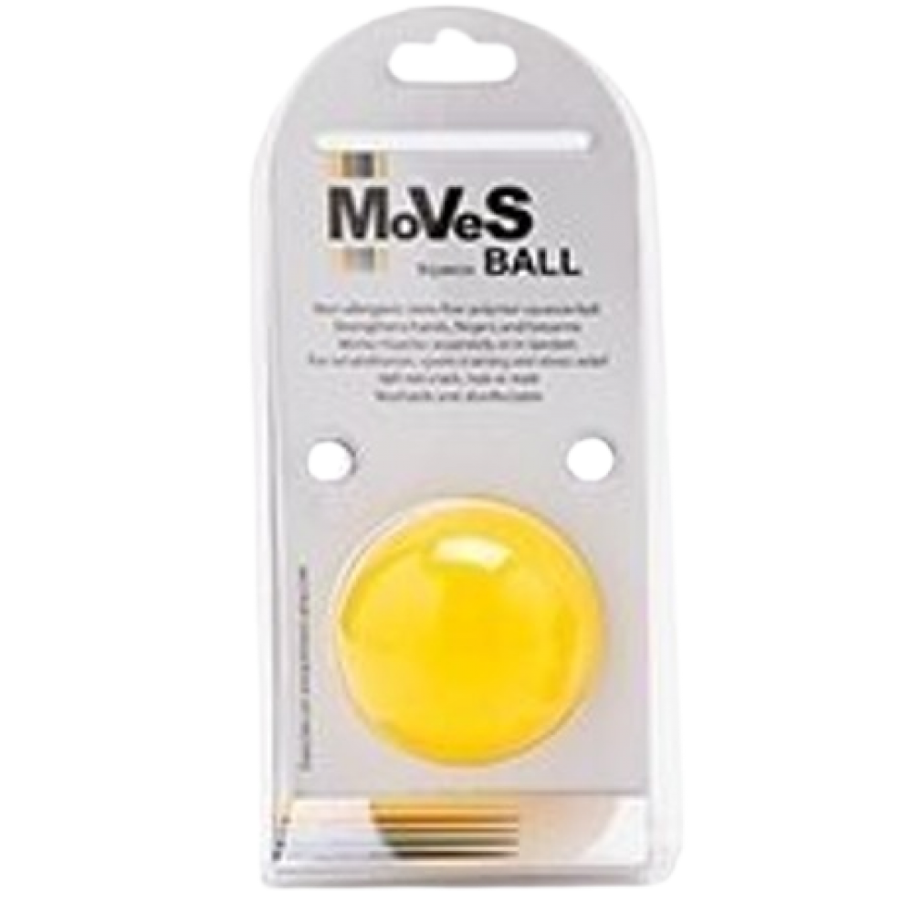Στρογγυλό Μπαλάκι Ασκήσεων Σιλικόνης Moves MANUS Squeeze Ball. Κίτρινο-Μαλακό. AC-4160.