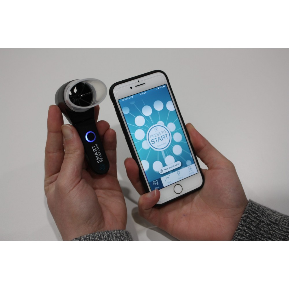 Ψηφιακό Ροόμετρο - Σπιρόμετρο Smart PeakFlow με Αντάπτορα Bluetooth Επικοινωνίας και Αποθήκευσης Δεδομένων Εξετάσεων. 