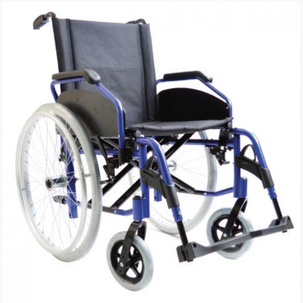 Αναπηρικό Αμαξίδιο Αλουμινίου Πτυσσόμενο Ελαφρού Τύπου SMART ECO. Συμπαγείς Τροχοί 24'' PU. Πλάτος Καθίσματος 46cm. Navy Blue.