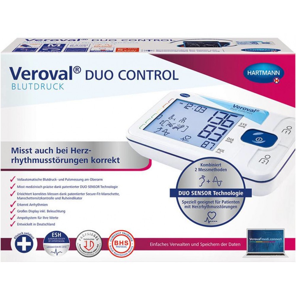 Ηλεκτρονικό Πιεσόμετρο Βραχίονα Veroval® Duo Control II  Ειδικό για Καρδιακή Αρρυθμία. Hartmann 925505. 