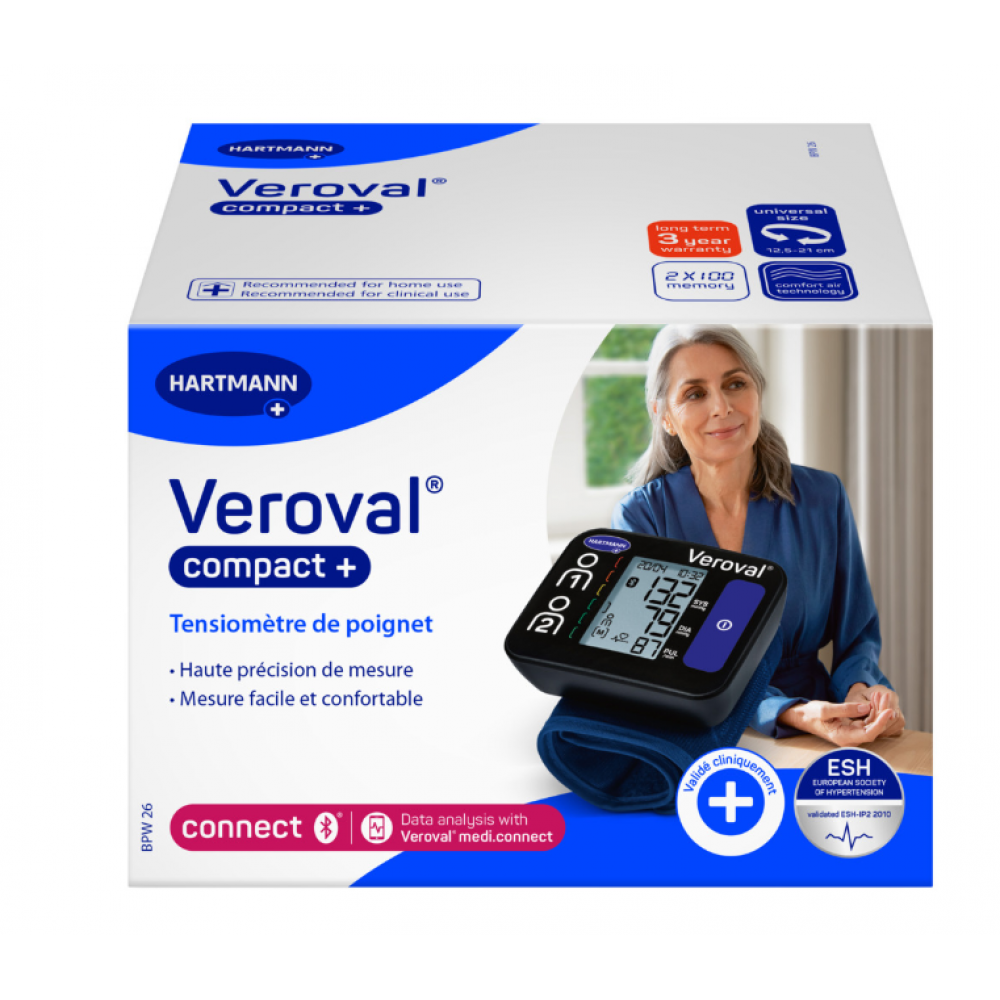 Ηλεκτρονικό Πιεσόμετρο Καρπού BPW26 Veroval Compact Plus Τριπλής Μέτρησης - Ανίχνευση Καρδιακής Αρρυθμίας & Λειτουργία Bluetooth. 925204. 