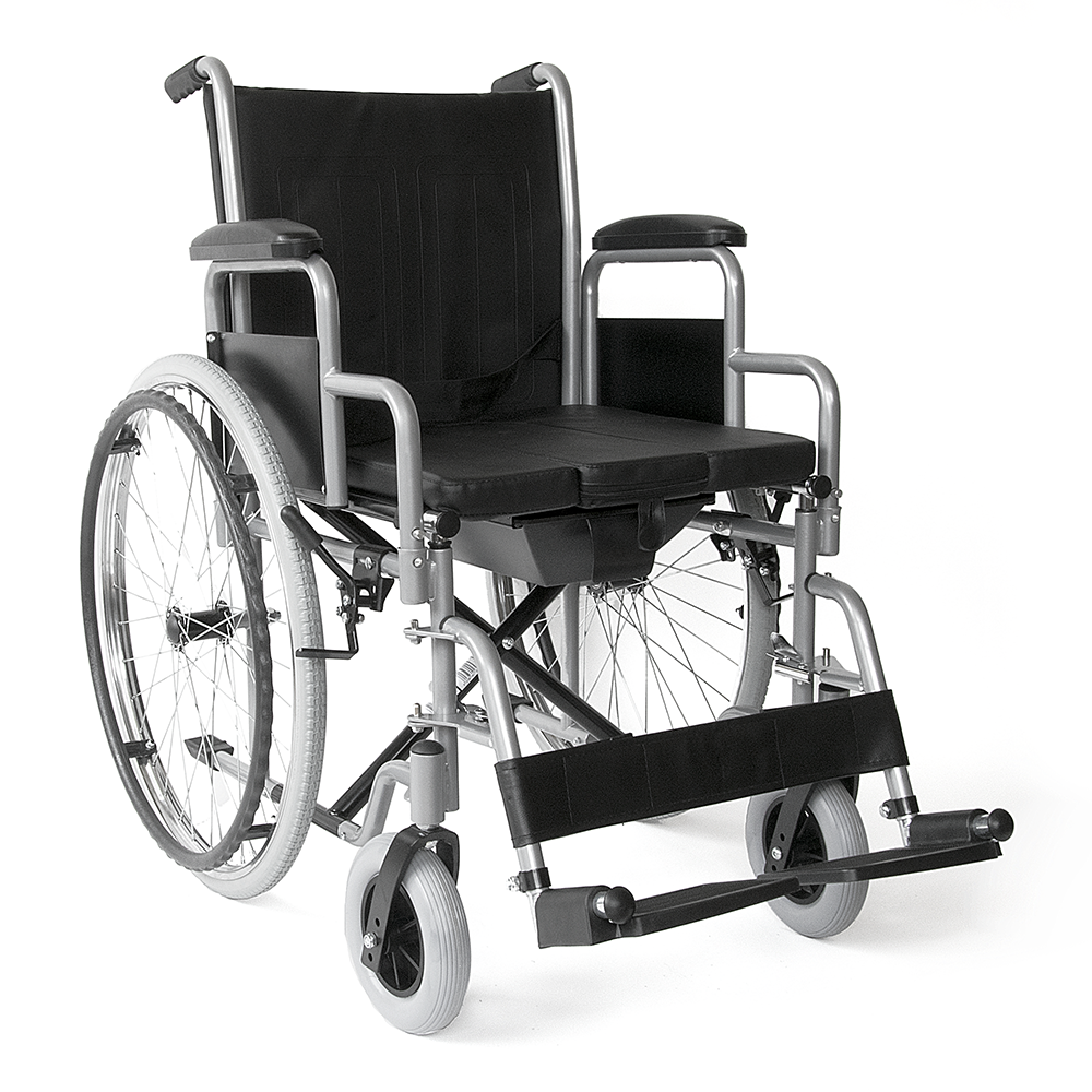  Πτυσσόμενο Αναπηρικό Αμαξίδιο Μεταφοράς VT302 με Αφαιρούμενα Πλαϊνά και Δοχείο Τουαλέτας WC. Πλάτος Καθίσματος 43cm. VITA 09-2-035. 