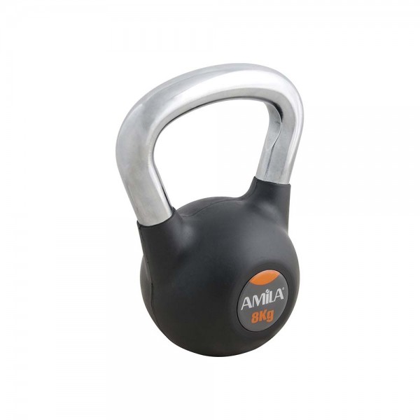 AMILA Kettlebell Rubber Cover Cr Handle 8kg AMILA Kettlebell Rubber Cover Cr Handle 8kg