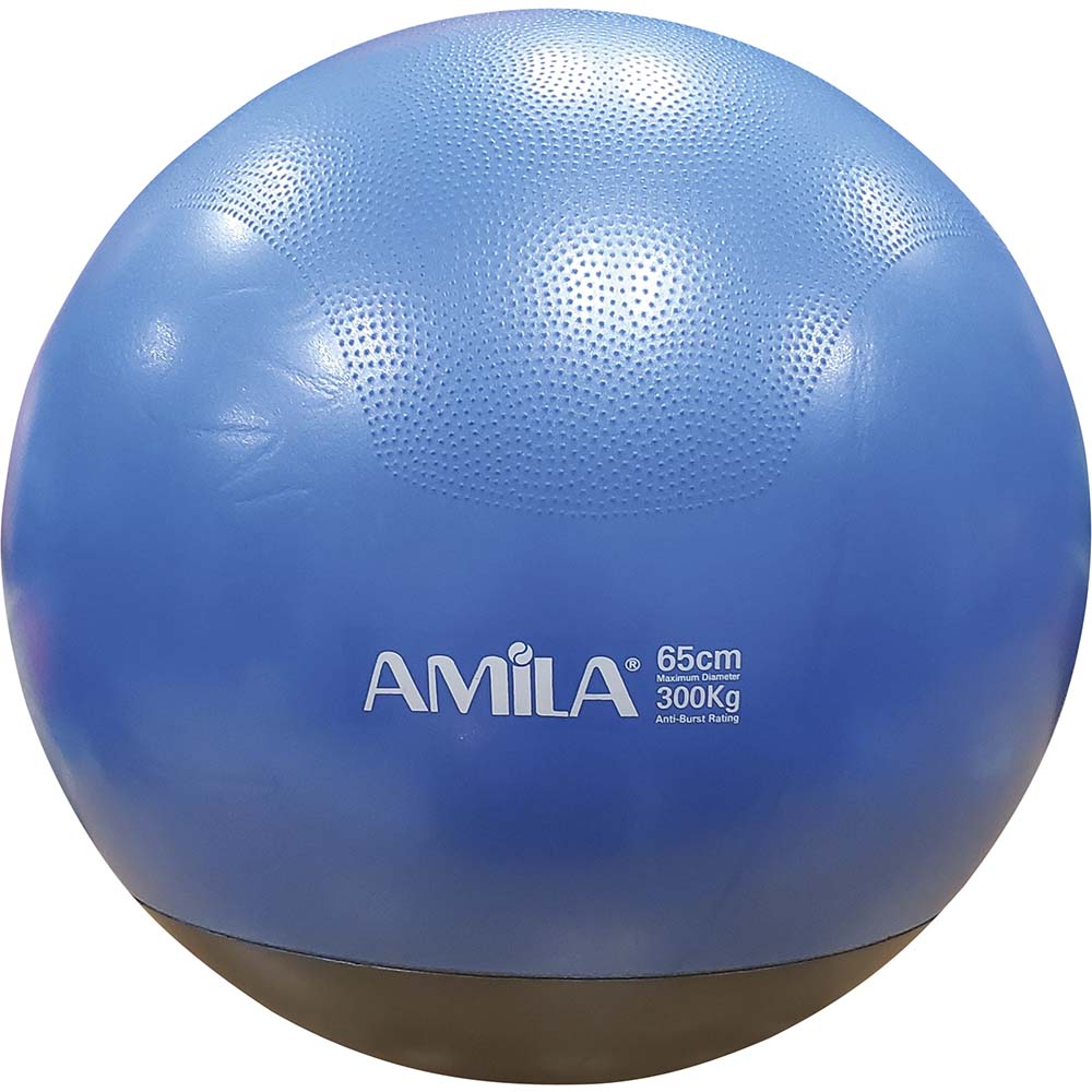 Μπάλα Γυμναστικής AMILA GYMBALL 65cm Μπλε με Βάρος στην Βάση