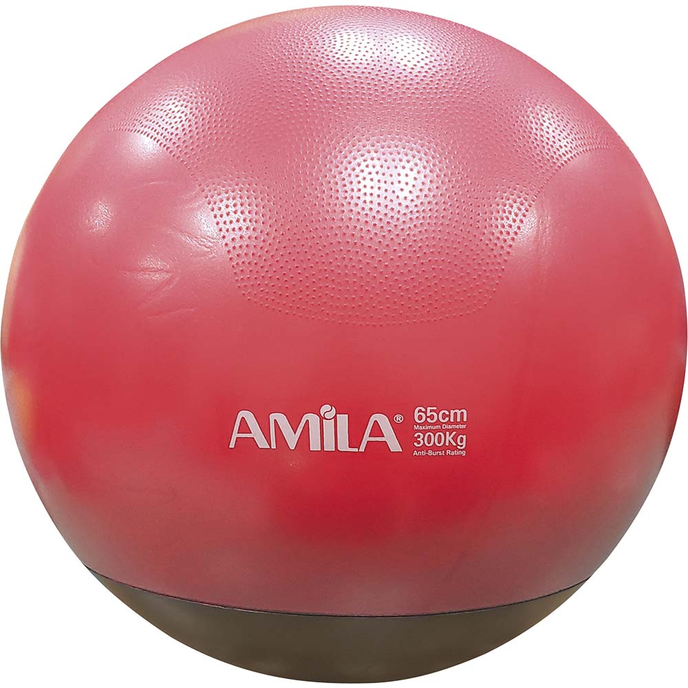 Μπάλα Γυμναστικής AMILA GYMBALL 65cm Κόκκινη με Βάρος στην Βάση