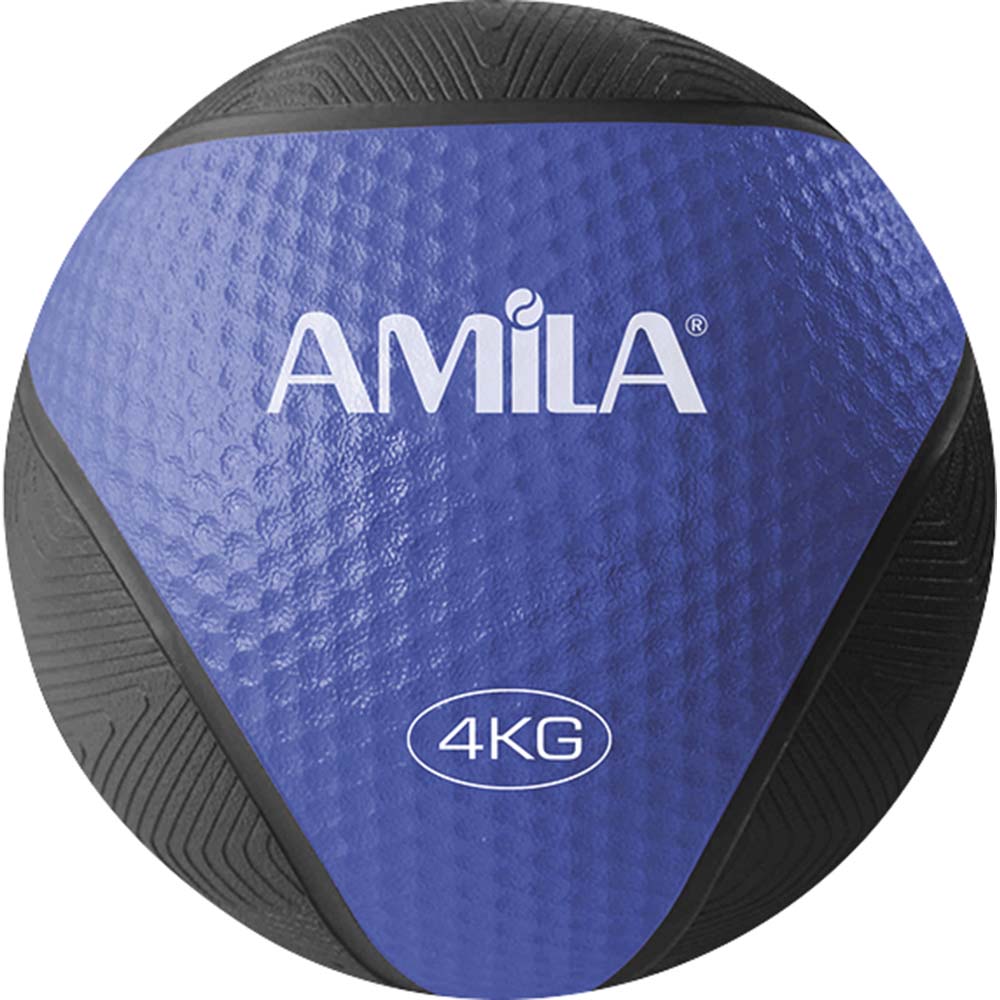 ΜΠΑΛΑ MEDICINE BALL 4KG ΜΠΛΕ/ΜΑΥΡΟ - AMILA