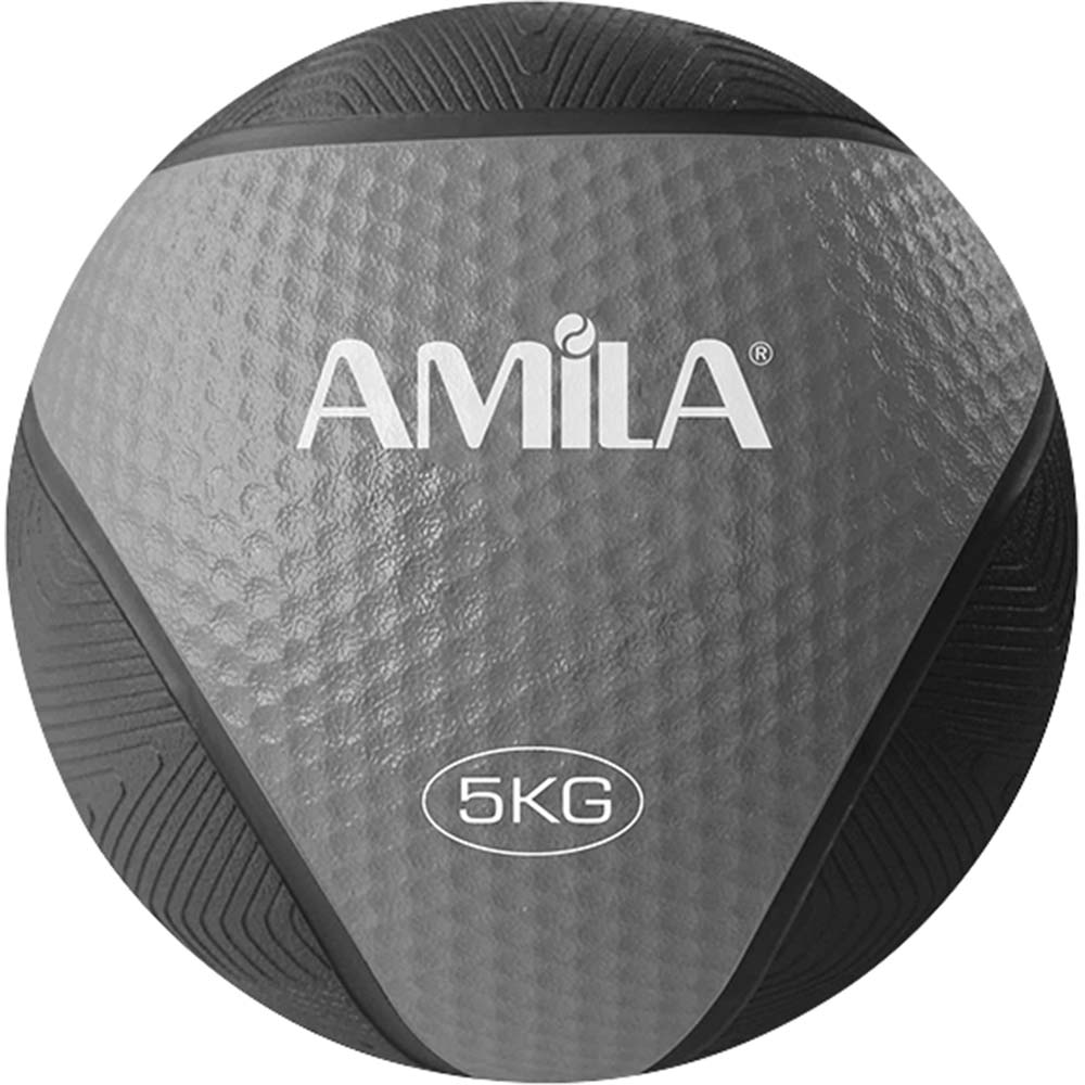 ΜΠΑΛΑ MEDICINE BALL 5KG ΓΚΡΙ/ΜΑΥΡΟ - AMILA