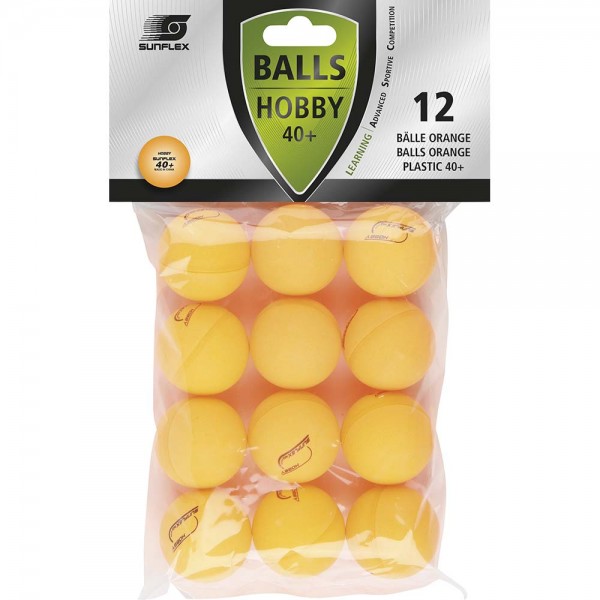 Μπαλάκια Ping Pong Sunflex Hobby PVC 12 Τεμάχια Πορτοκαλί