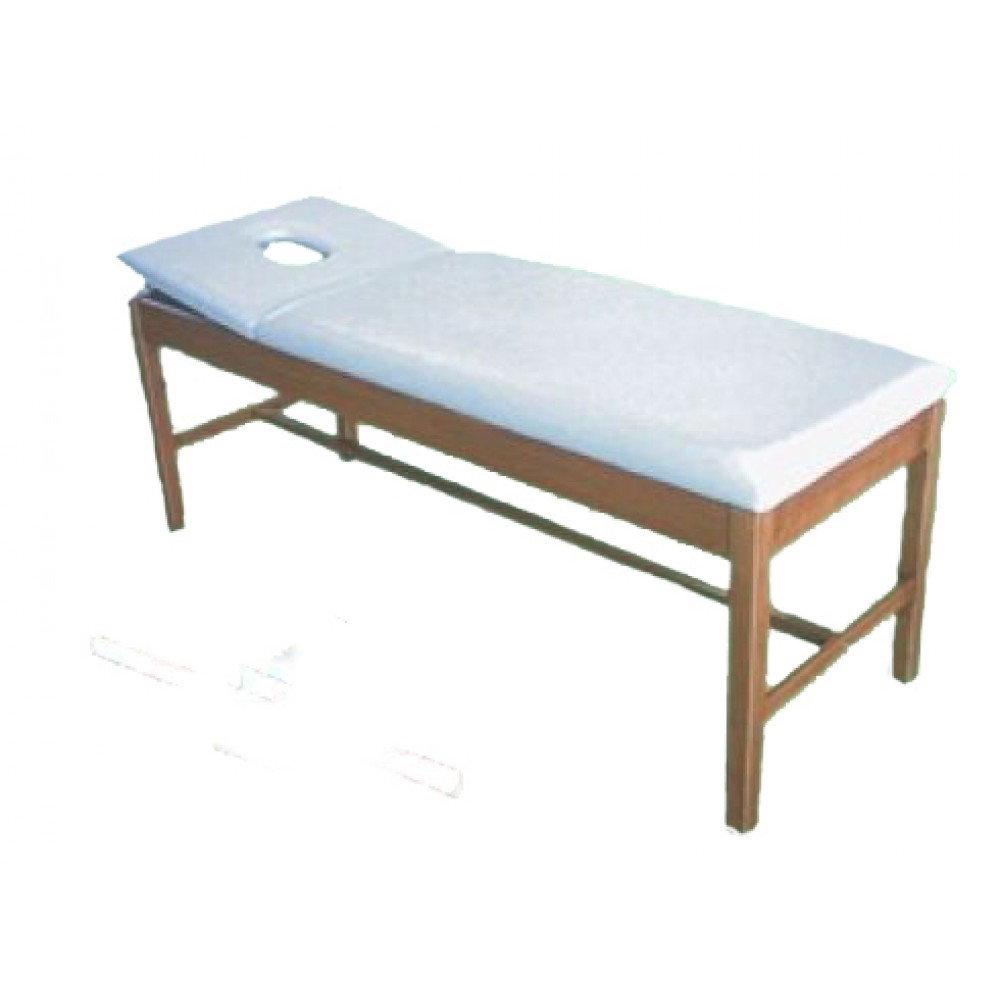 Εξεταστικό κρεβάτι ξύλινο με προσκέφαλο με τρύπα - T3J - Φυσικό χρώμα ξύλου - Λευκή Δερματίνη