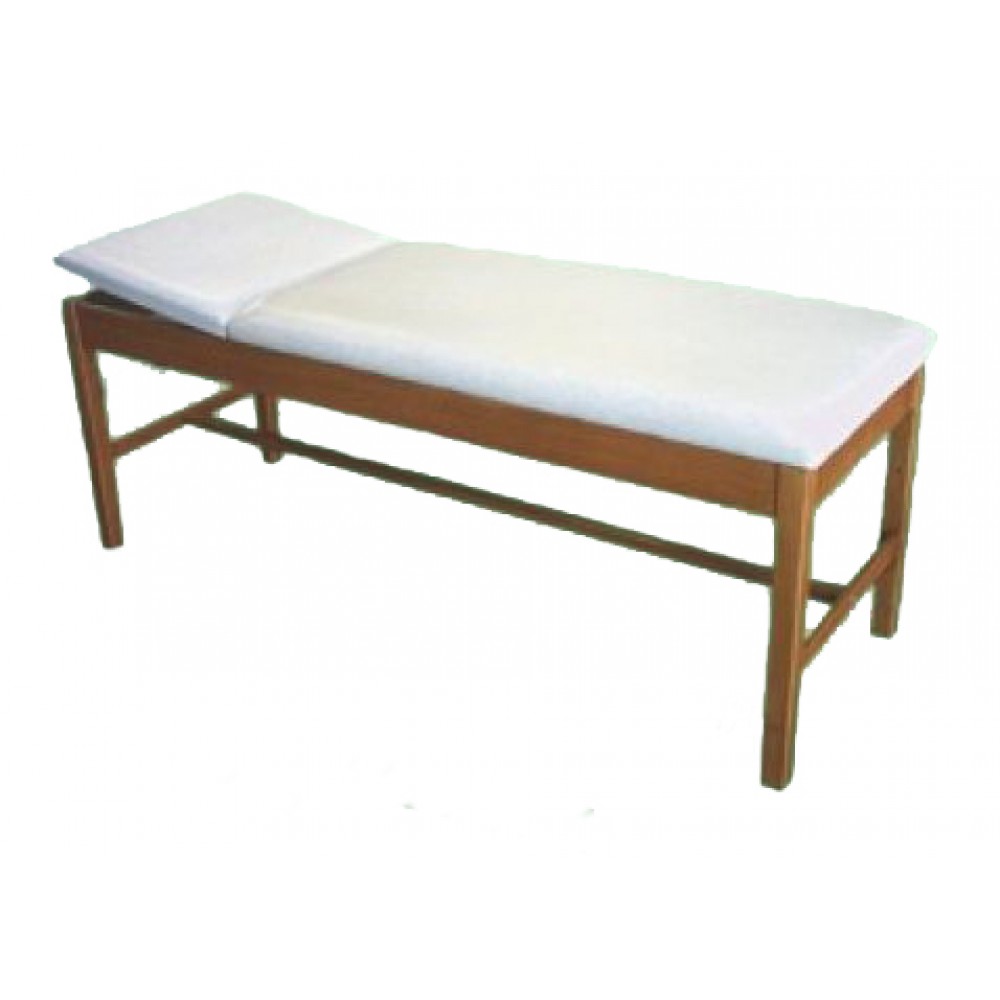 Εξεταστικό κρεβάτι ξύλινο με ίσιο προσκέφαλο - T2J - Φυσικό χρώμα ξύλου - Λευκή Δερματίνη