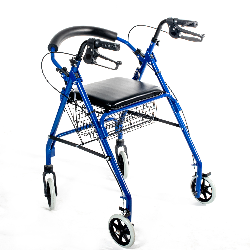 Περιπατητήρας Τροχήλατος “Rollator” Brother Medical BME861L. Χειρολαβές Ρυθμιζόμενου Ύψους με Φρένα. Μέγιστο Βάρος 100Kg. Μπλε. 