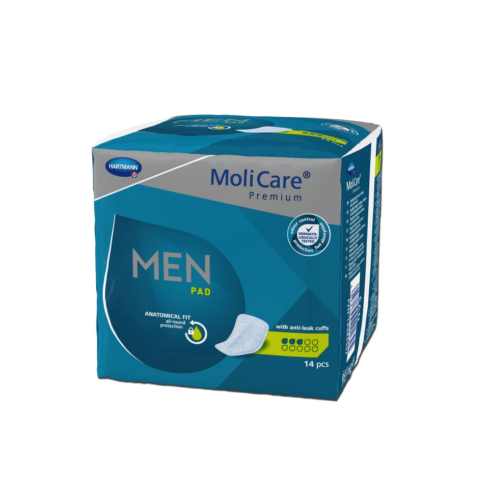 Ανδρικά Επιθέματα Ελαφράς Ακράτειας Molicare® Premium Men Pad 3 Σταγόνων. Συσκευασία 14 τεμαχίων. 