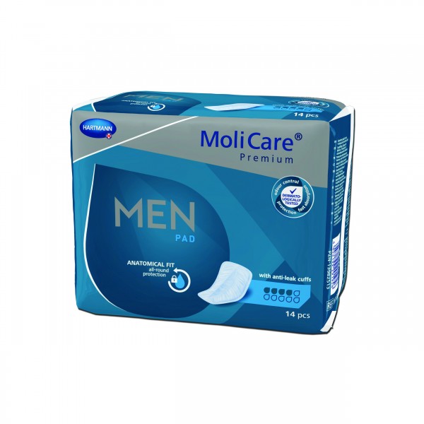 Ανδρικά Επιθέματα Ελαφράς Ακράτειας Molicare® Premium Men Pad 4 Σταγόνων. Συσκευασία 14 τεμαχίων. Ανδρικά Επιθέματα Ελαφράς Ακράτειας Molicare® Premium Men Pad 4 Σταγόνων. Συσκευασία 14 τεμαχίων.