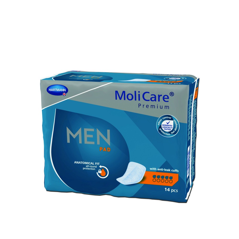 Ανδρικά Επιθέματα Ελαφράς Ακράτειας Molicare® Premium Men Pad 5 Σταγόνων. Συσκευασία 14 τεμαχίων. 