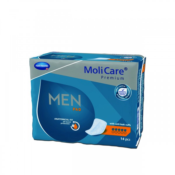 Ανδρικά Επιθέματα Ελαφράς Ακράτειας Molicare® Premium Men Pad 5 Σταγόνων. Συσκευασία 14 τεμαχίων. Ανδρικά Επιθέματα Ελαφράς Ακράτειας Molicare® Premium Men Pad 5 Σταγόνων. Συσκευασία 14 τεμαχίων.