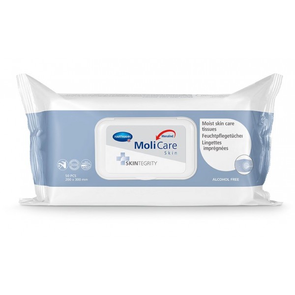 MoliCare Skin Υγρά Μαντηλάκια Καθαρισμού Χωρίς Οινόπνευμα για Τοπικό Καθαρισμό. Μεγάλο μέγεθος 20x30εκ. Συσκευασία 50 τεμάχια. MoliCare Skin Υγρά Μαντηλάκια Καθαρισμού Χωρίς Οινόπνευμα για Τοπικό Καθαρισμό. Μεγάλο μέγεθος 20x30εκ. Συσκευασία 50 τεμάχια.