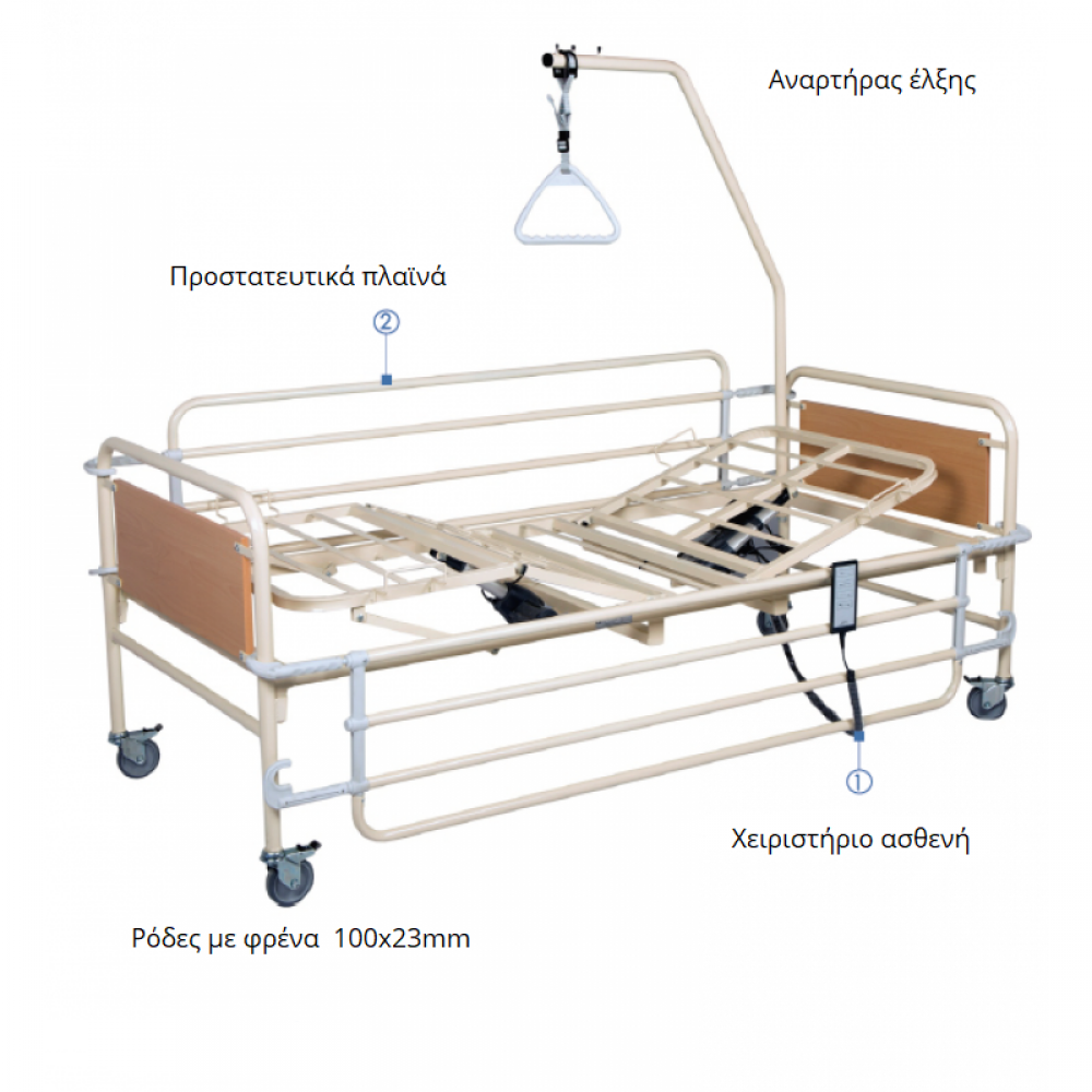 Ηλεκτρικό Νοσοκομειακό Κρεβάτι Νοσηλείας, Πολύσπαστο. KN200 HD