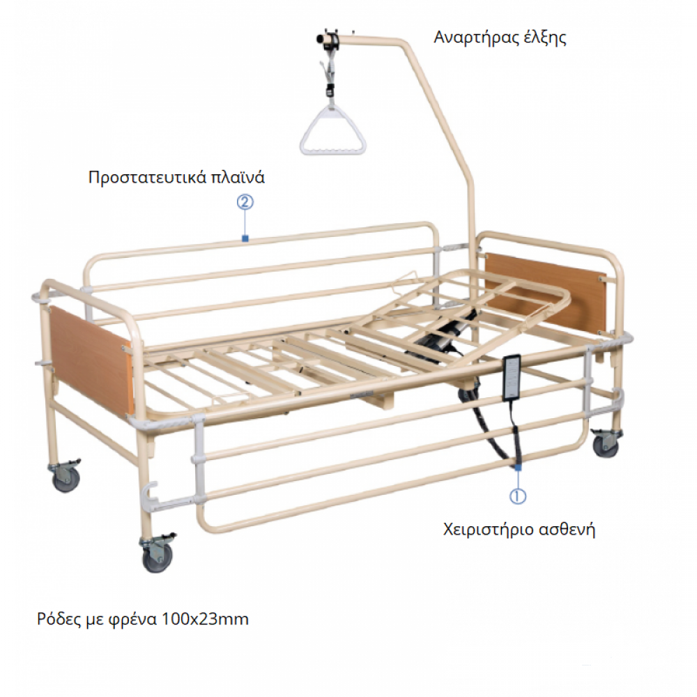 Ηλεκτρικό Νοσοκομειακό Κρεβάτι Νοσηλείας, Μονόσπαστο. KN200 HM
