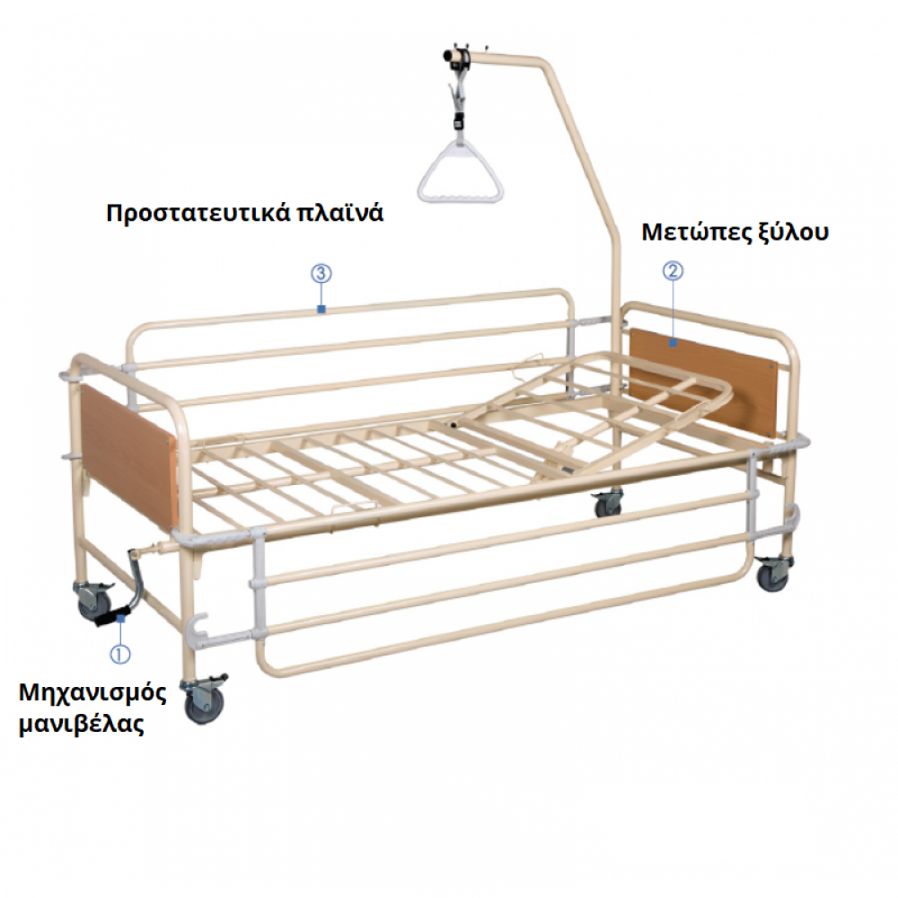 Ενοικίαση Νοσοκομειακού Χειροκίνητου Μονόσπαστου Κρεβατιού Νοσηλείας KN200.1 ECONOMY.