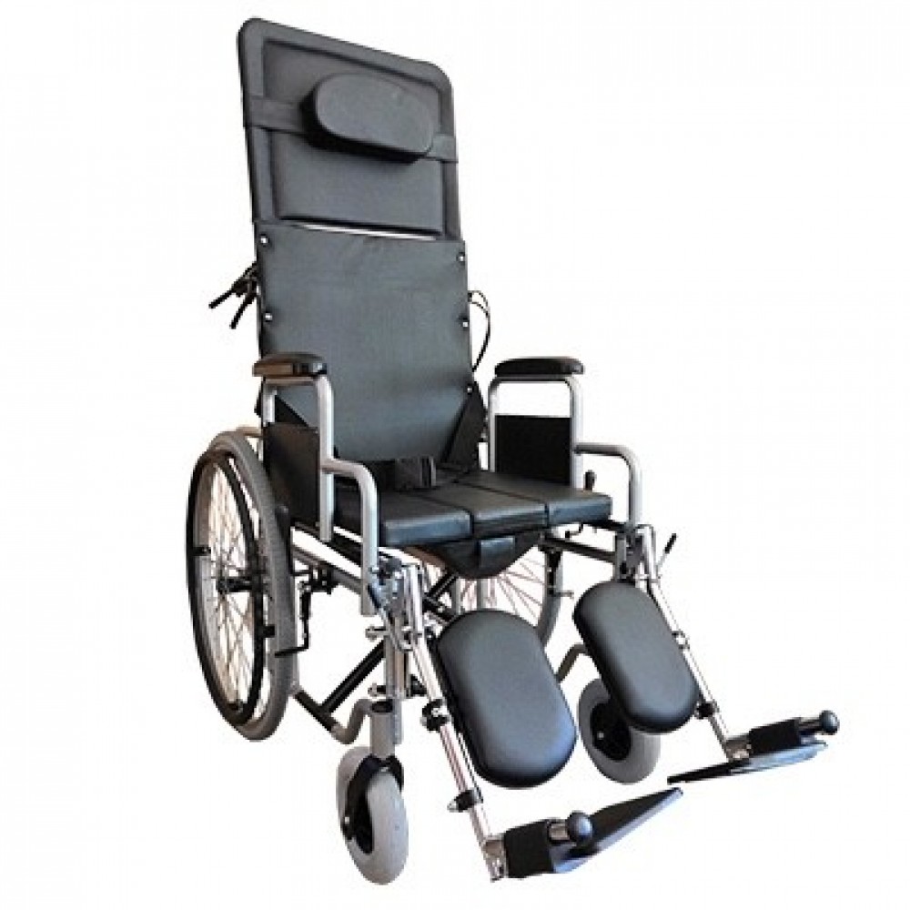 Αναπηρικό Αμαξίδιο Ανακλινόμενης Πλάτης με Δοχείο WC. Πλάτος Καθίσματος 44cm. Μαύρο. PW020418.