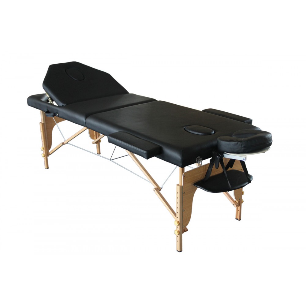 Ξύλινη Πτυσσόμενη Κλίνη Φυσικοθεραπείας 3 Τμημάτων. 197x71cm. Μαύρο. AC-3410 B.