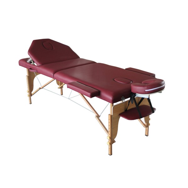 Ξύλινη Πτυσσόμενη Κλίνη Φυσικοθεραπείας 3 Τμημάτων. 197x71cm. Μπορντώ. AC-3410 BR.