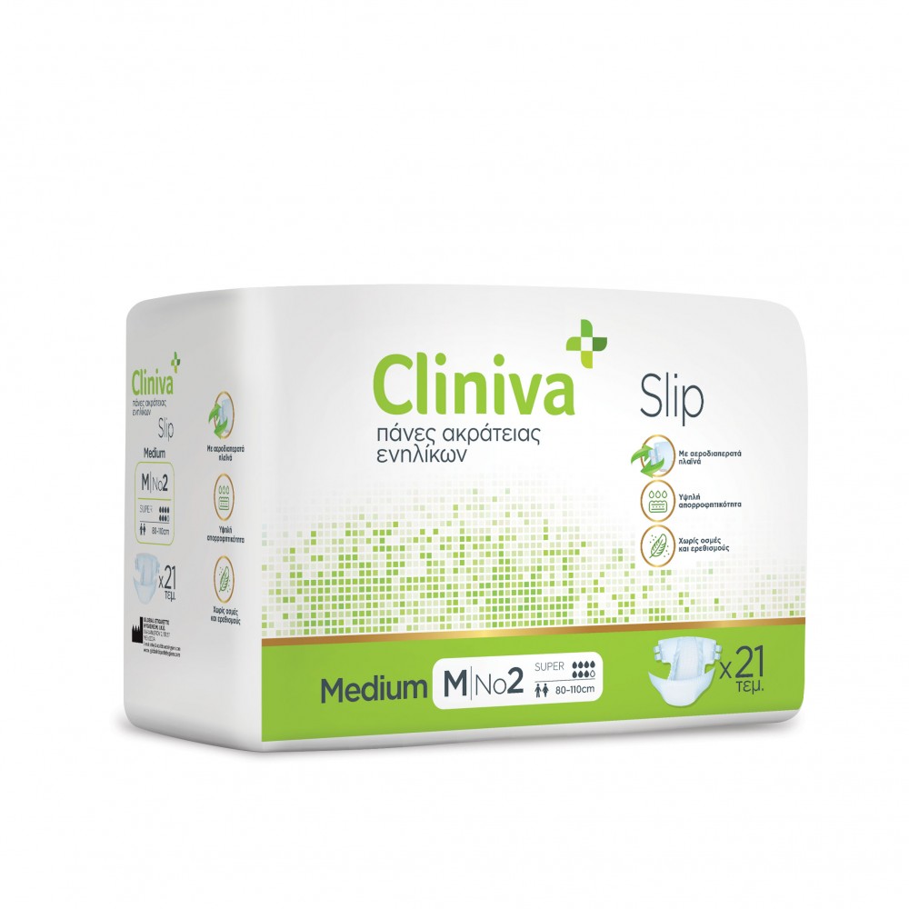 Cliniva Slip Ανοιχτή Πάνα Ακράτειας Medium (M) 21 ΤΕΜΑΧΙΩΝ