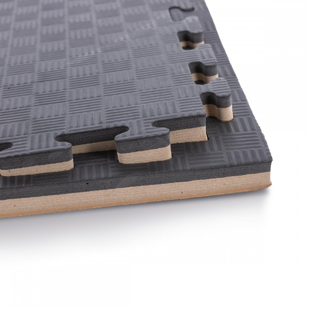 Δάπεδο Προστασίας Puzzle EVA 100x100x2,5 cm – Ξύλο / Μαύρο