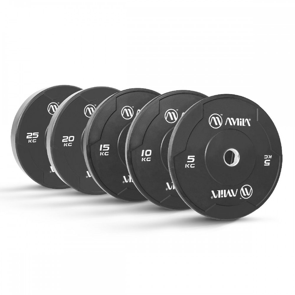 Δίσκος AMILA Black W Bumper Slim 50mm 20Kg Δίσκος AMILA Black W Bumper Slim 50mm 20Kg