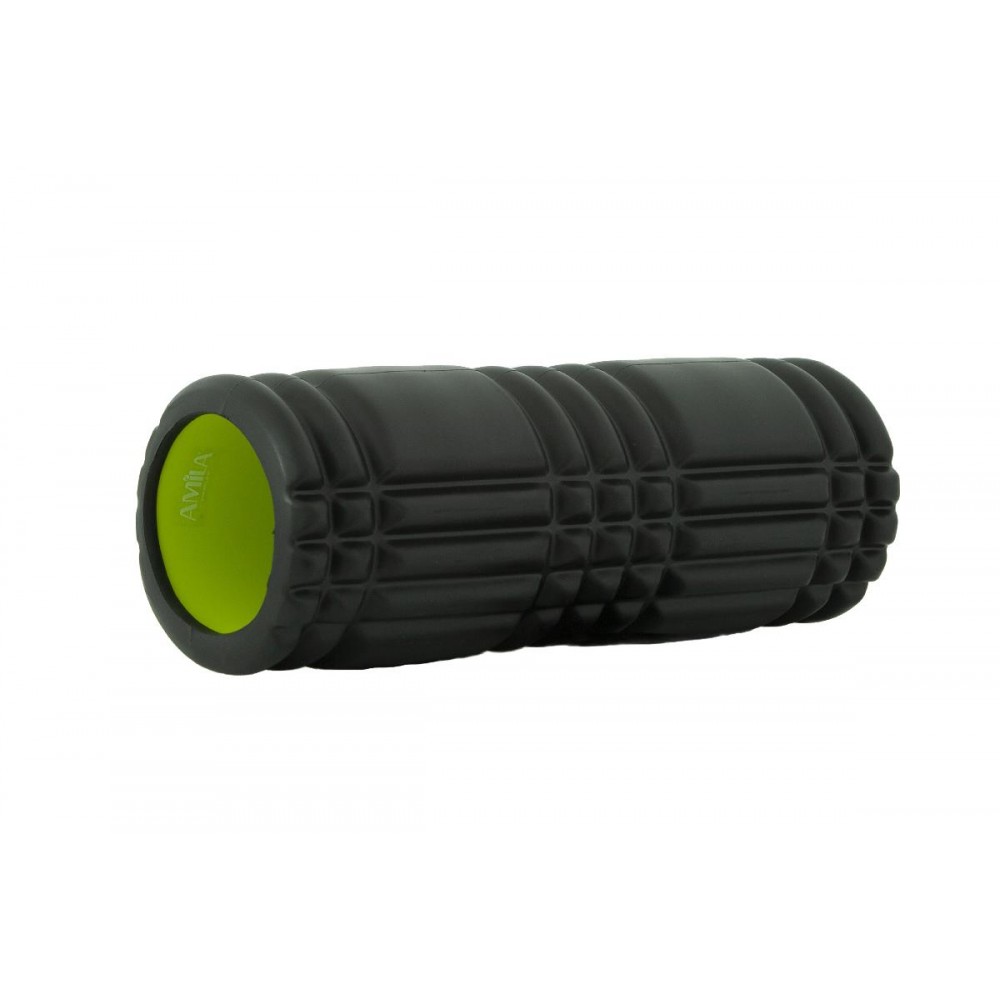 AMILA Foam Roller Plexus Φ14x33cm Μαύρο/Λάιμ